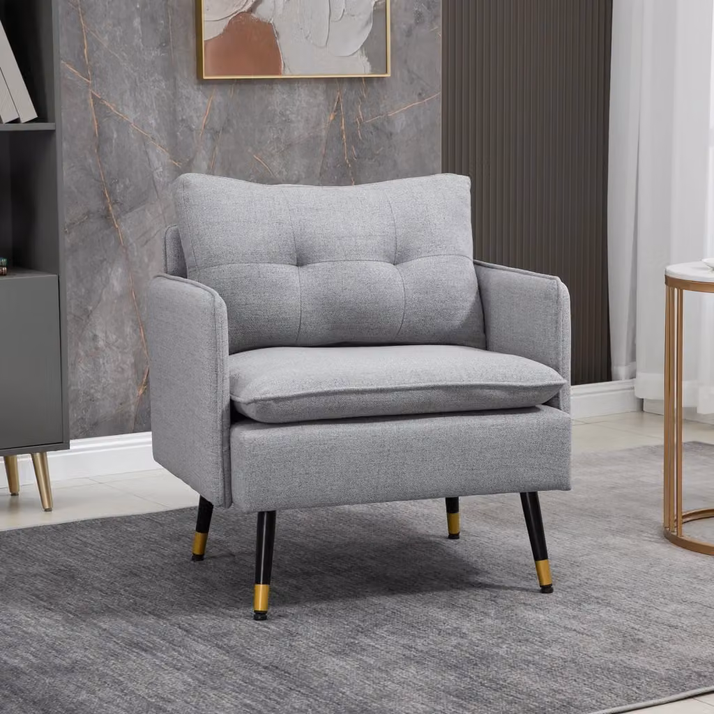 EasyComfort Poltrona Moderna in Tessuto Grigio con Seduta Imbottita e Struttura in Metallo, L: 76 cm, P: 68 cm, H: 80 cm – 2