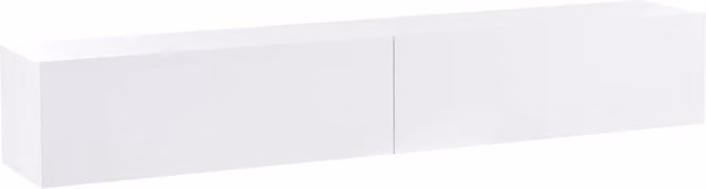Mobile Porta TV a parete BELIANI bianco con finiture legno, design minimalista per soggiorno, L: 180 cm, P: 32 cm, H: 30 cm