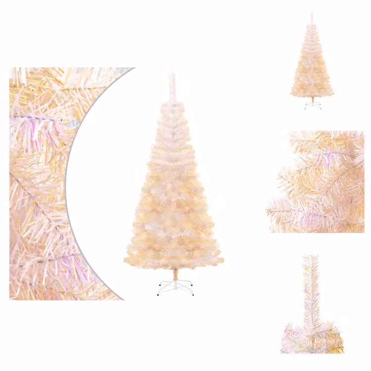 vidaXL Albero di Natale artificiale punte iridescenti Bianco 180 cm PVC - Alberi di Natale