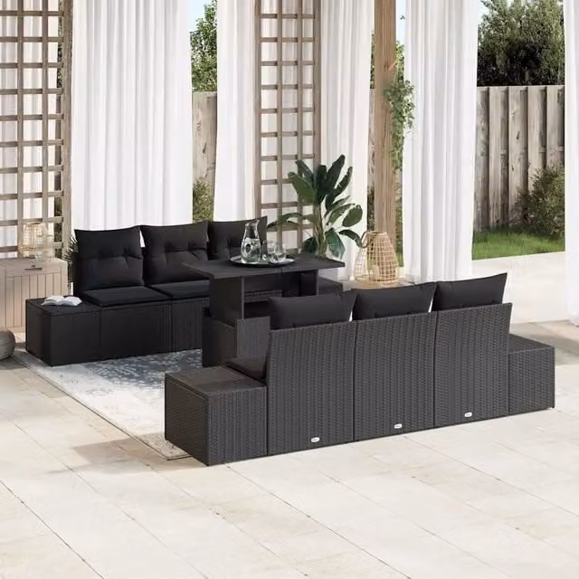 Set Divano da Giardino 7 pz Nero 3357846