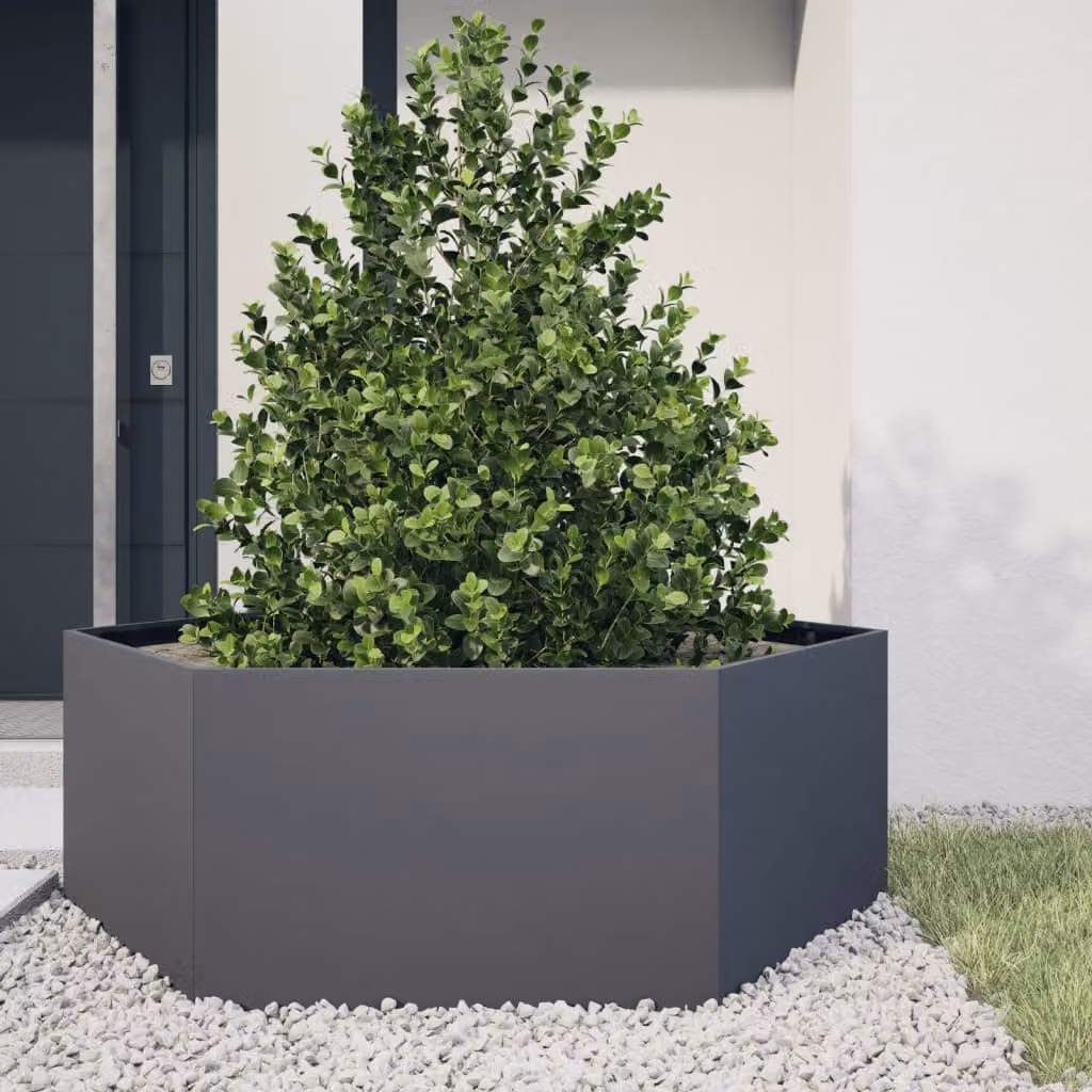 Fioriera da giardino esagonale vidaXL in acciaio antracite L: 138 cm, P: 120 cm, H: 45 cm