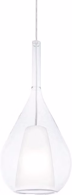 Lampada a sospensione Kalique di Ideal Lux in vetro trasparente, bianco e cromo, attacco E27, H 40 cm