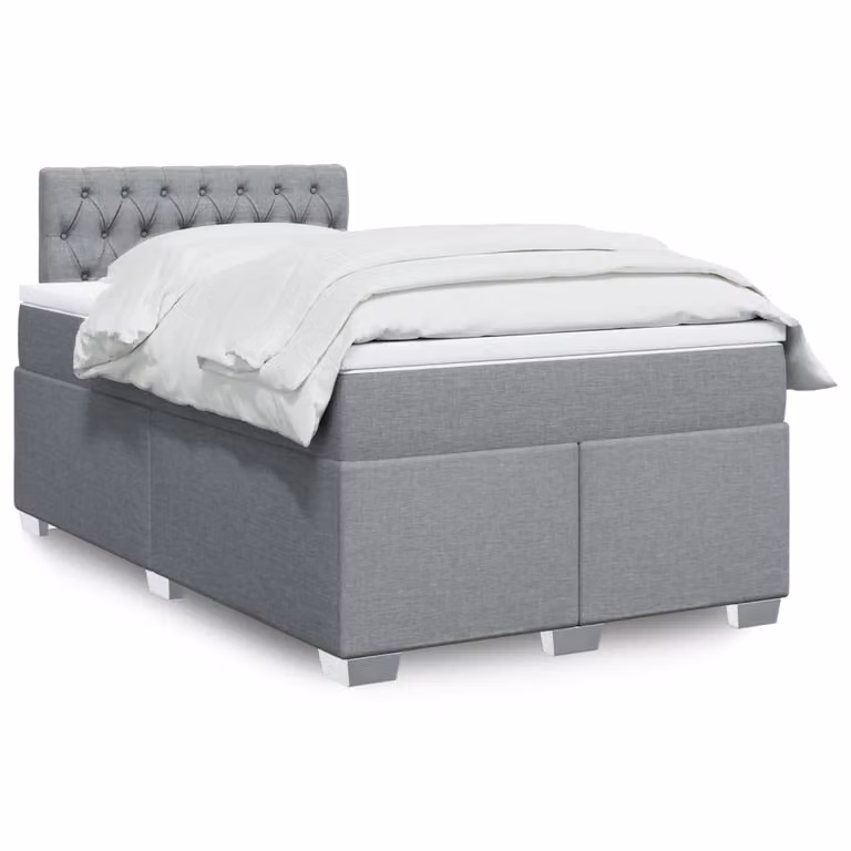 vidaXL Giroletto a Molle con Materasso Ibrido in Tessuto Grigio e Bianco L/P/H: 120 x 200 cm