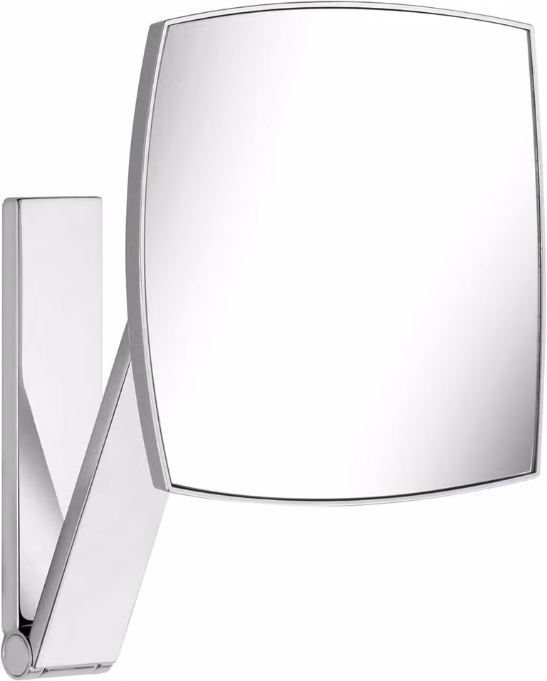 Specchio da trucco, dimensioni 20x20 cm, ingrandimento 5x, finitura cromata, da montare a parete