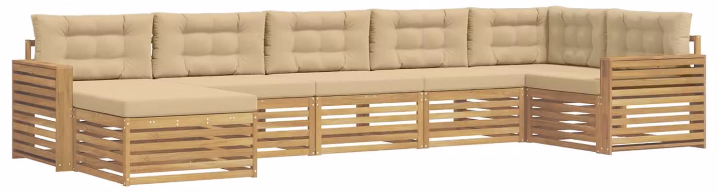 Set di divani da esterno con cuscini, composto da 7 pezzi, color beige
