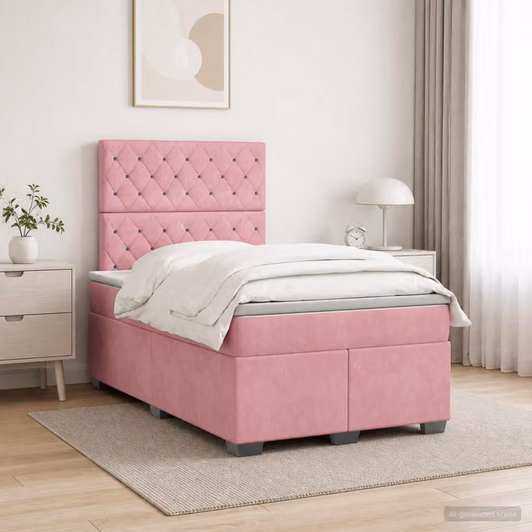 Maison Exclusive - Letto boxspring con materasso e testiera Rosa 120 x 200 cm in velluto