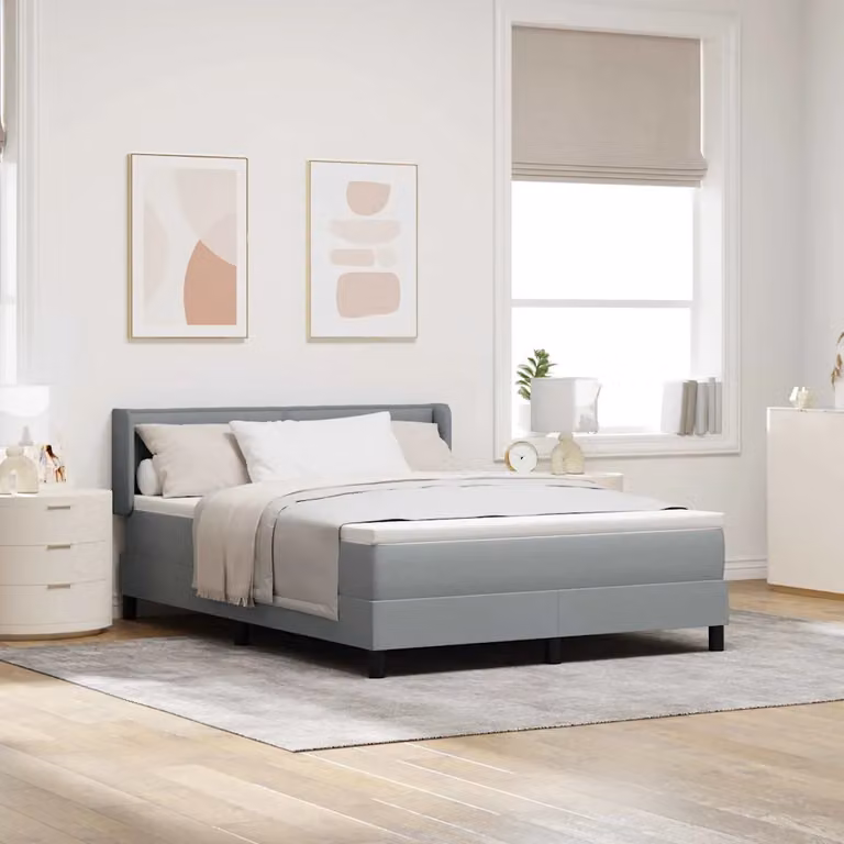 Letto a molle con testiera vidaXL in tessuto grigio L: 160 cm, P: 200 cm, H: 203 cm