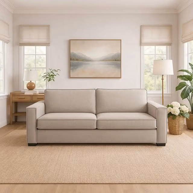 Divano a 2 posti Aglientu TALAMO ITALIA in tessuto beige per soggiorno, L: 160 cm, H: 90 cm, P: 45 cm – 1