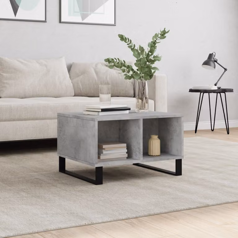vidaXL Tavolino da salotto moderno in legno e composito, Grigio, L 60 x P 50 x H 36,5 cm