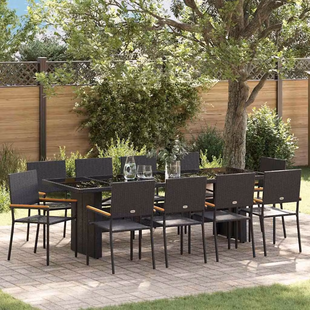 Maison Exclusive - Set da giardino per esterni, 11 pezzi, rattan sintetico nero