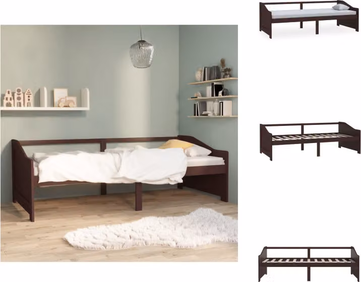 vidaXL Letto da giorno a 3 posti in pino massiccio marrone scuro 90x200 cm - Letti & reti