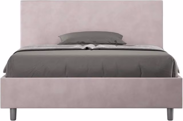 Letto una piazza e mezza senza rete imbottito 130x200 microfibra glicine Adele