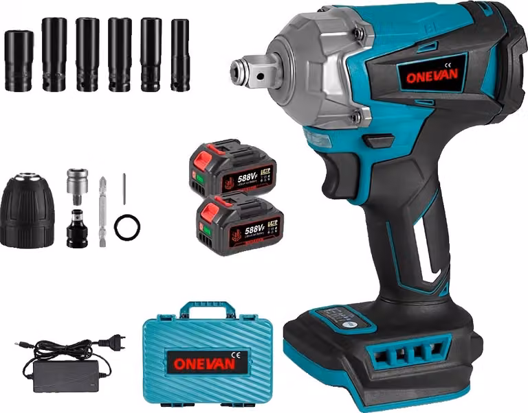 Avvitatore elettrico a impulsi, coppia 1200 Nm, motore brushless 18V, set 2 batterie-12 pezzi B
