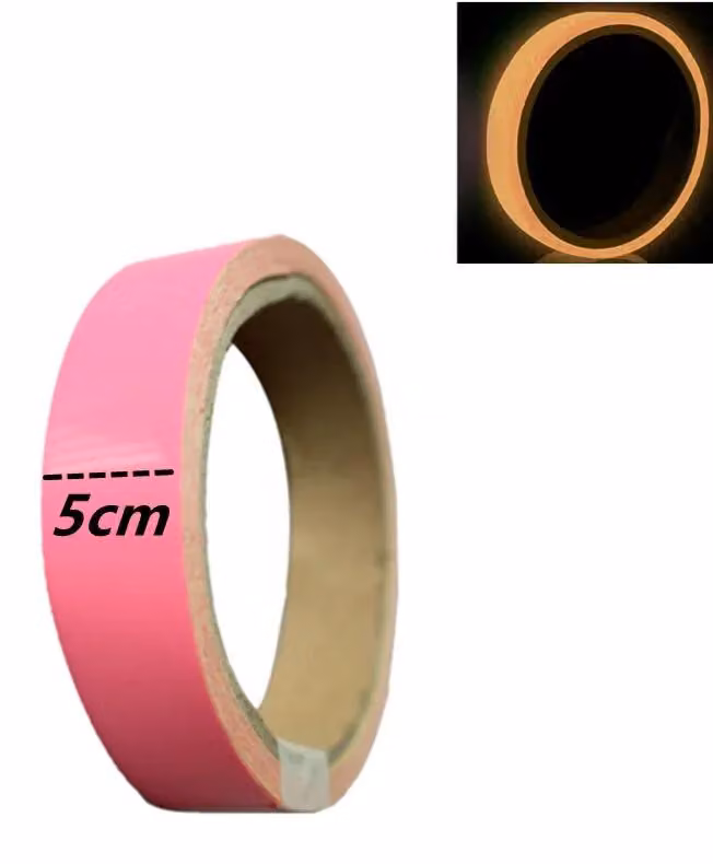 Nastro riflettente, luminoso al buio, autoadesivo, colore rosa, larghezza 5 cm, lunghezza 3 metri