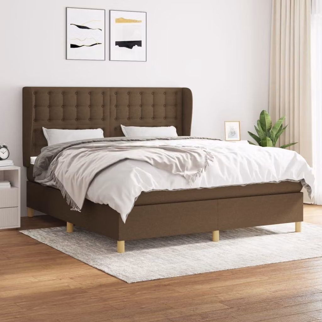 Maison Exclusive - Letto boxspring con materasso, marrone scuro, 180x200 cm, rivestimento in tessuto