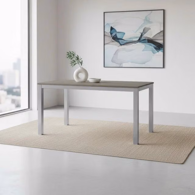 Tavolo rettangolare allungabile 120x80 struttura alluminio e piano larice grigio Monster