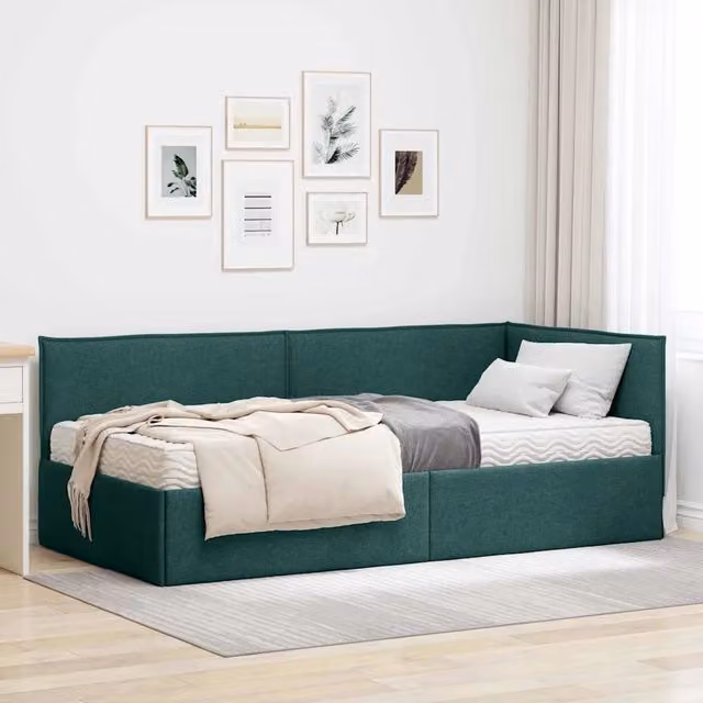 Struttura Letto Angolare con Materasso 2 pz-Giroletto con materasso Verde Velluto 782871