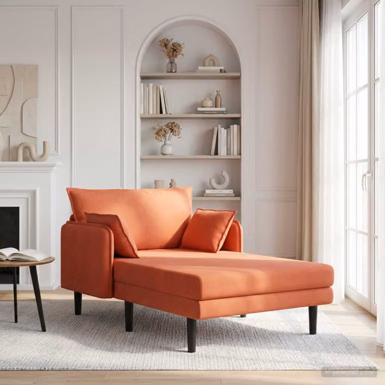 vidaXL Chaise longue oversize moderna in velluto a coste rosso arancio L: 173 cm, P: 114 cm, H: 86 cm