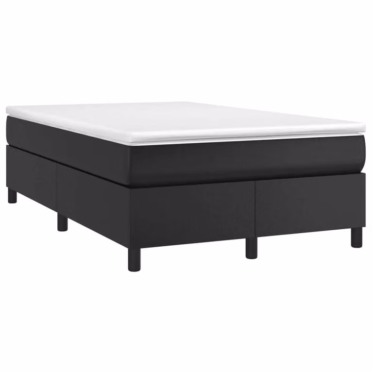 Giroletto a Molle con Materasso Nero 120x190 cm in Pelle finta
