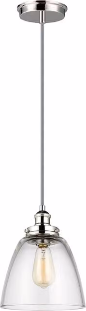 Lampada a sospensione Feiss Baskin in vetro trasparente e metallo argento con attacco E27, Diametro: 22,8 cm