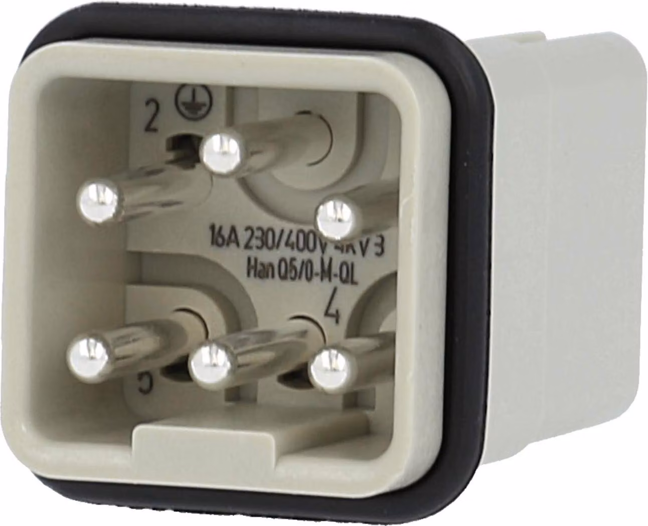 Inserti HARTING Han Q5/0 (M) con sistema di connessione rapida Quick-Lock, 5 poli + PE, 230V/400V, 16A - 1 pezzo