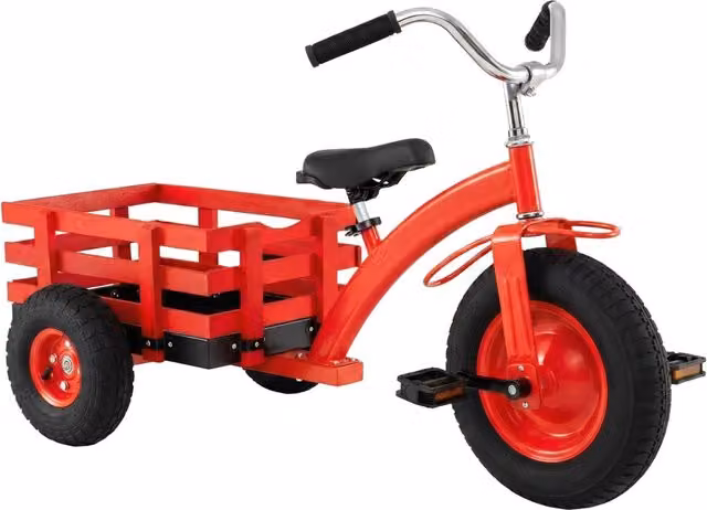 Triciclo per bambini con ruote in gomma gonfiabili e manubrio e sedile regolabili, giocattolo cavalcabile rosso per bambini dai 3 anni in su – 1