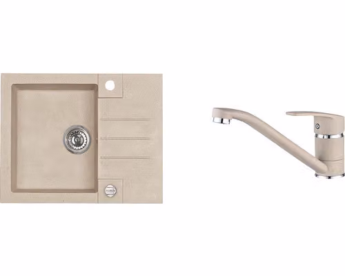 Lavello in granito con miscelatore ALVEUS Rock 130 Beige 55 780x480 mm + miscelatore Nina SETA055