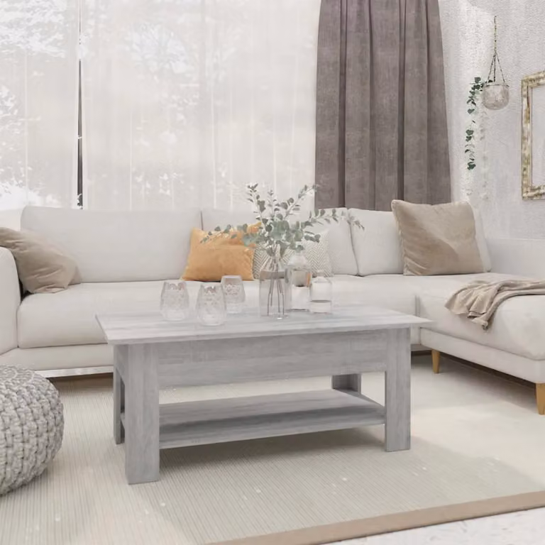vidaXL Tavolino da Salotto Moderno Grigio L: 102 cm, P: 55 cm, H: 42 cm