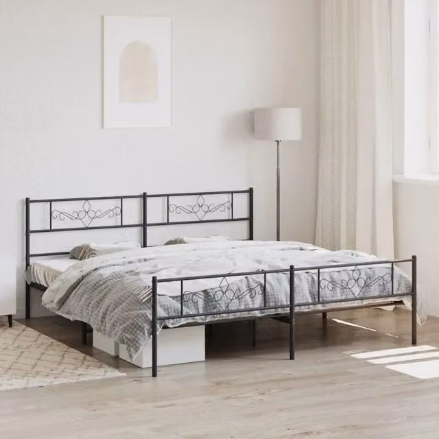 Giroletto vidaXL con pediera in metallo nero L/P/H: 200 x 180 x 90 cm – 1