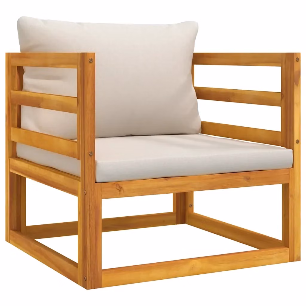 Poltrona da giardino in legno massello di acacia con cuscini grigio chiaro – 2