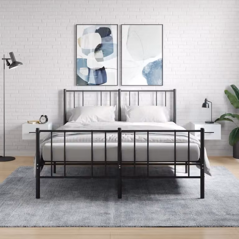 Set di 2 comodini da muro vidaXL in bianco lucido L/P/H: 35 x 35 x 20 cm