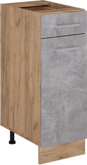 Mobiletto base per cucina R-Line Vicco Calcestruzzo e Rovere dorato L: 30 cm, P: 46 cm, H: 81,6 cm