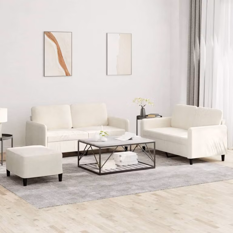 Maison Exclusive - Set divano 3 pezzi in velluto color crema