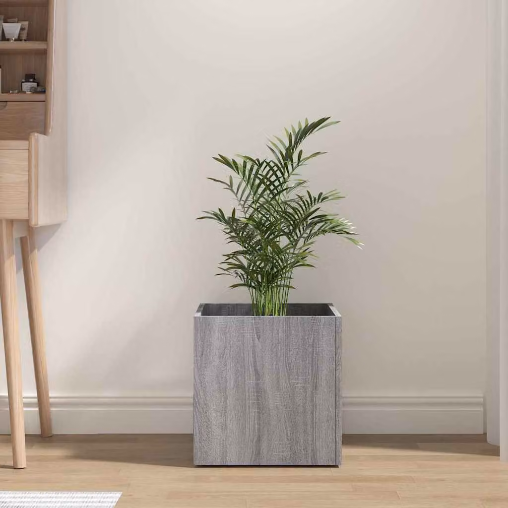 Fioriera vidaXL in legno multistrato grigio, L/P/H: 40 x 40 x 40 cm