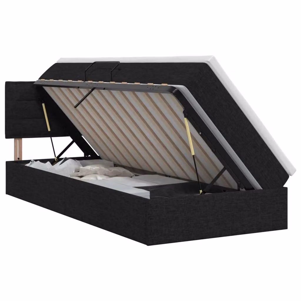 Letto con contenitore e materasso vidaXL in velluto nero L: 100 cm, P: 200 cm, H: 204 cm – 2
