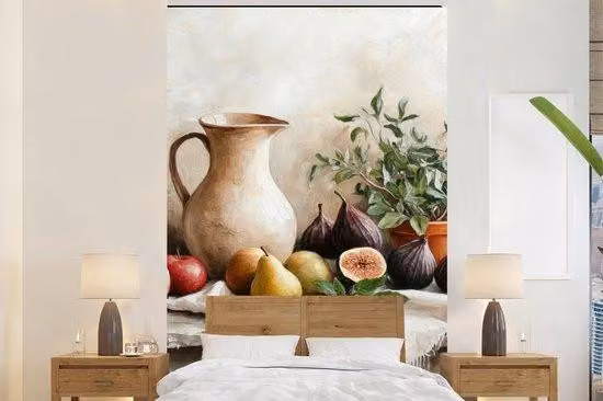 Banner fotografico con mappa e motivo floreale - Natura - Larghezza 225 cm x Altezza 350 cm