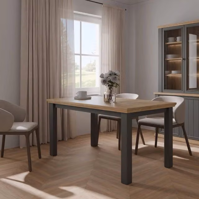 Tavolo Allungabile Essenza Rovere e Grigio Scuro 150/200 cm – Stile Classico Moderno