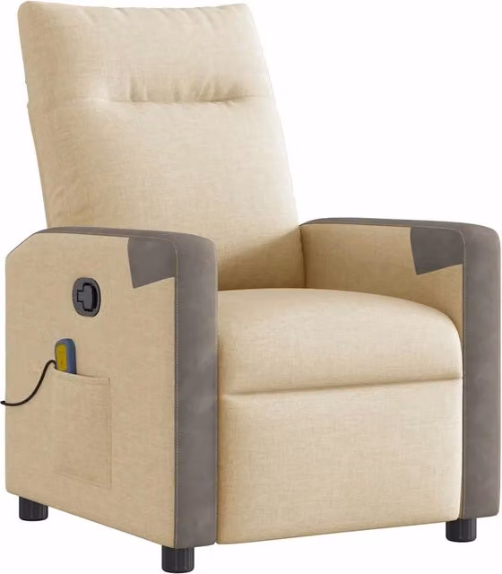 Poltrona Massaggiante | Sedia Relax Reclinabile Crema in Tessuto