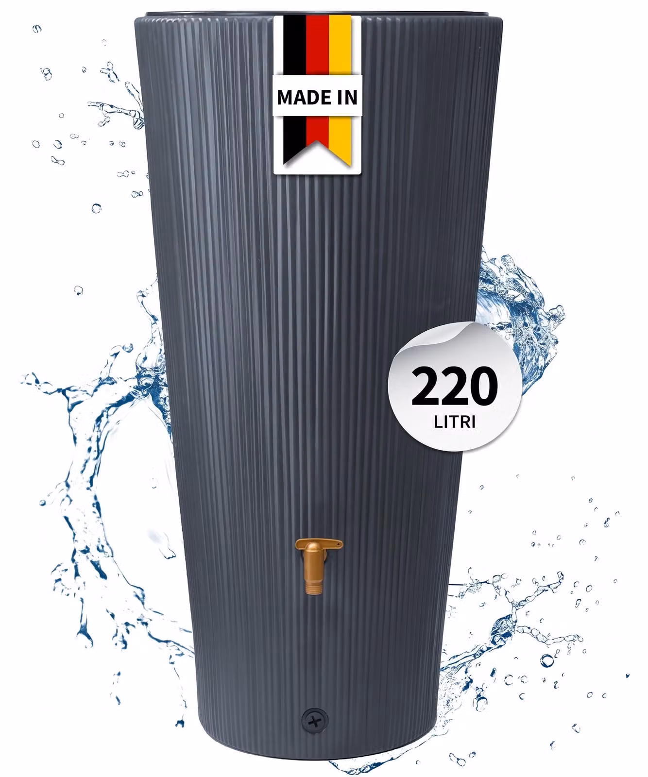 4rain VASO DECOR 2in1 serbatoio per pioggia 220 litri grigio grafite incl. ciotola per piante