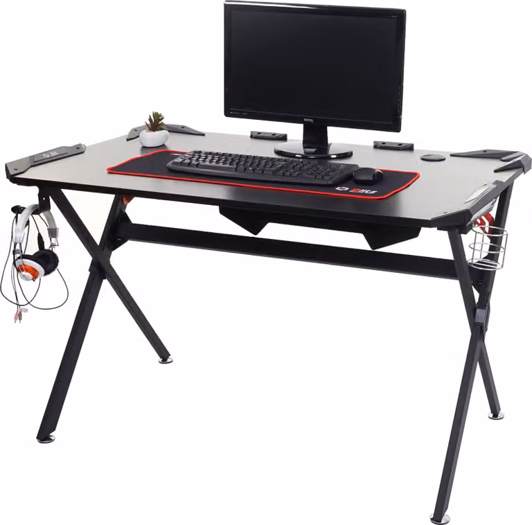 Scrivania HWC-F11, scrivania per computer, scrivania da gioco 120x75cm MVG nero