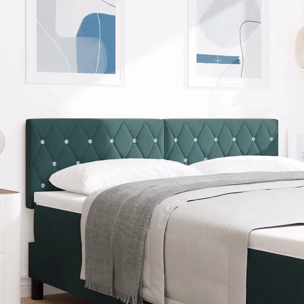 Testiera per letto vidaXL in velluto verde con struttura in legno, Larghezza: 144 cm