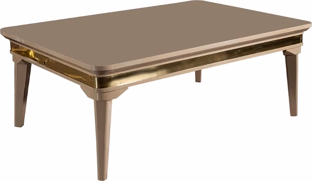 Casa Padrino tavolino art déco beige / oro 120 x 80 x h. 45 cm - Tavolo da salotto in legno massiccio - Mobili da salotto art déco