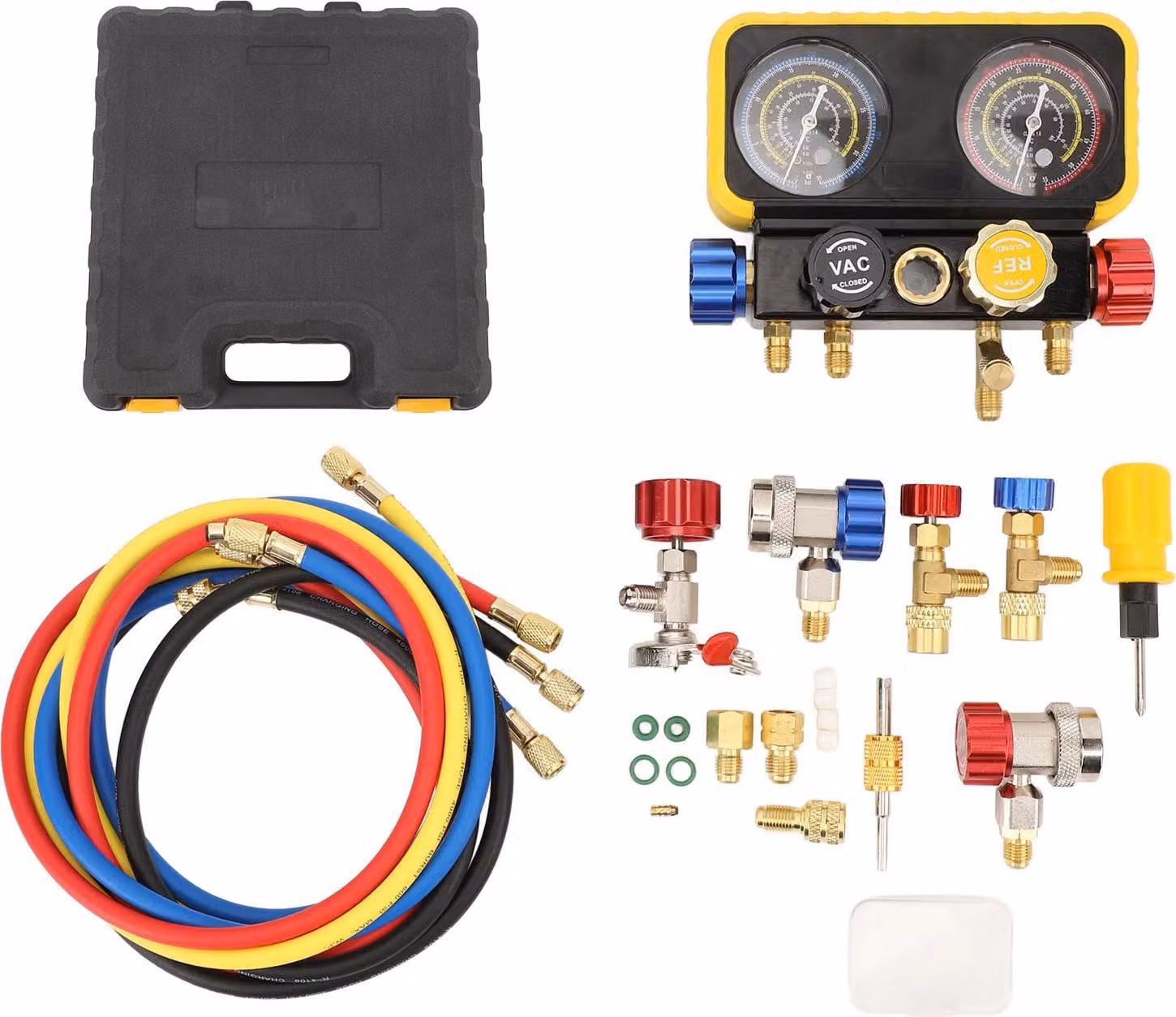 Set di manometri per collettori AC, set di strumenti professionali per manometri per auto per refrigeranti R410a, R22 e R134a