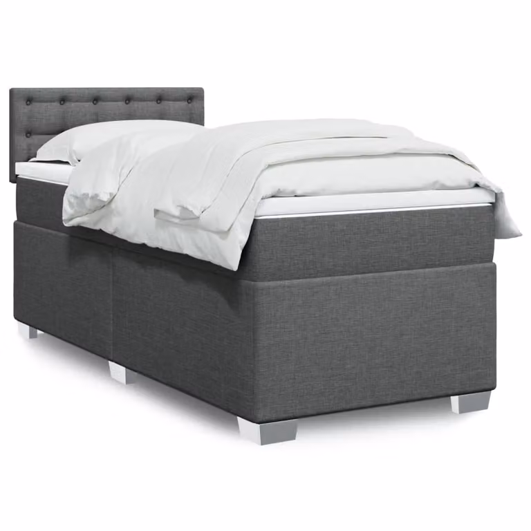 vidaXL Letto Ibrido con Giroletto a Molle e Materasso in Tessuto Grigio e Bianco L/P/H: 200 x 80 x 100,5 cm