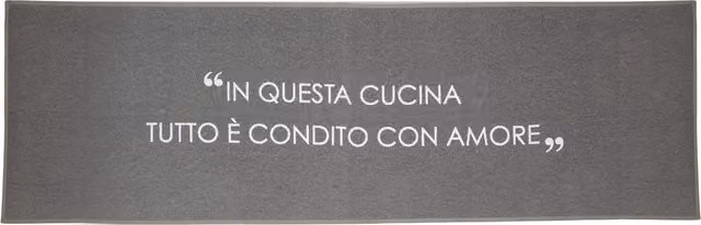 Tappeto da cucina KASANOVA Quotes antracite, modello moderno rettangolare antiscivolo L: 180 cm, P: 57 cm