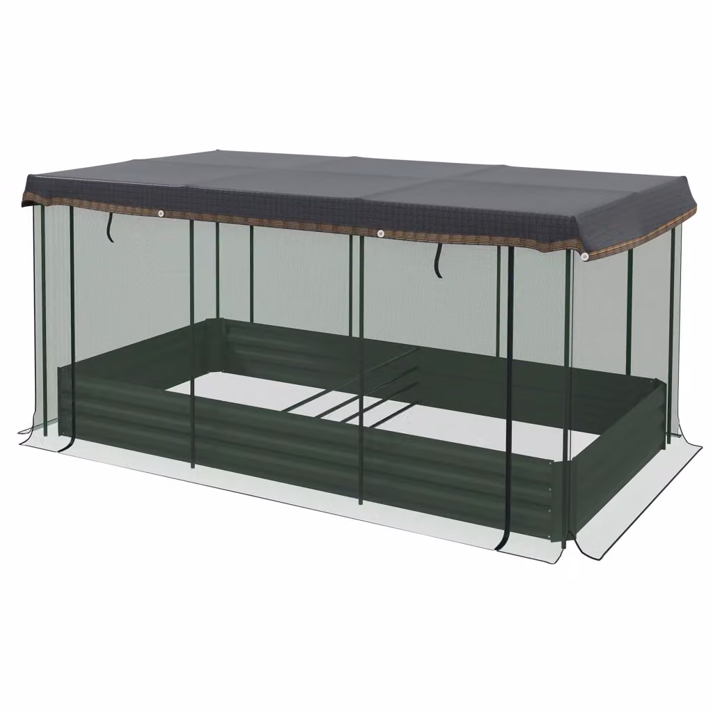 Letto da giardino Zephmum con rete e protezione solare Grigio/Verde/Nero L/P/H: 230 x 110 x 110 cm – 2
