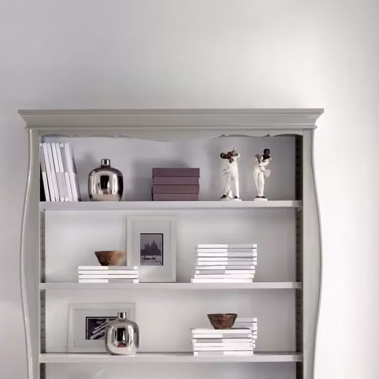 Libreria classica in legno con 3 cassetti Mobili 2G grigio e bianco L: 151 cm, P: 40 cm, H: 204 cm