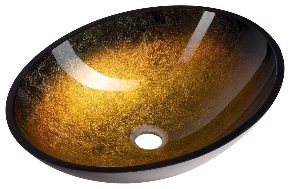 SELVA Lavabo in vetro da appoggio 50,5x38 cm, oro