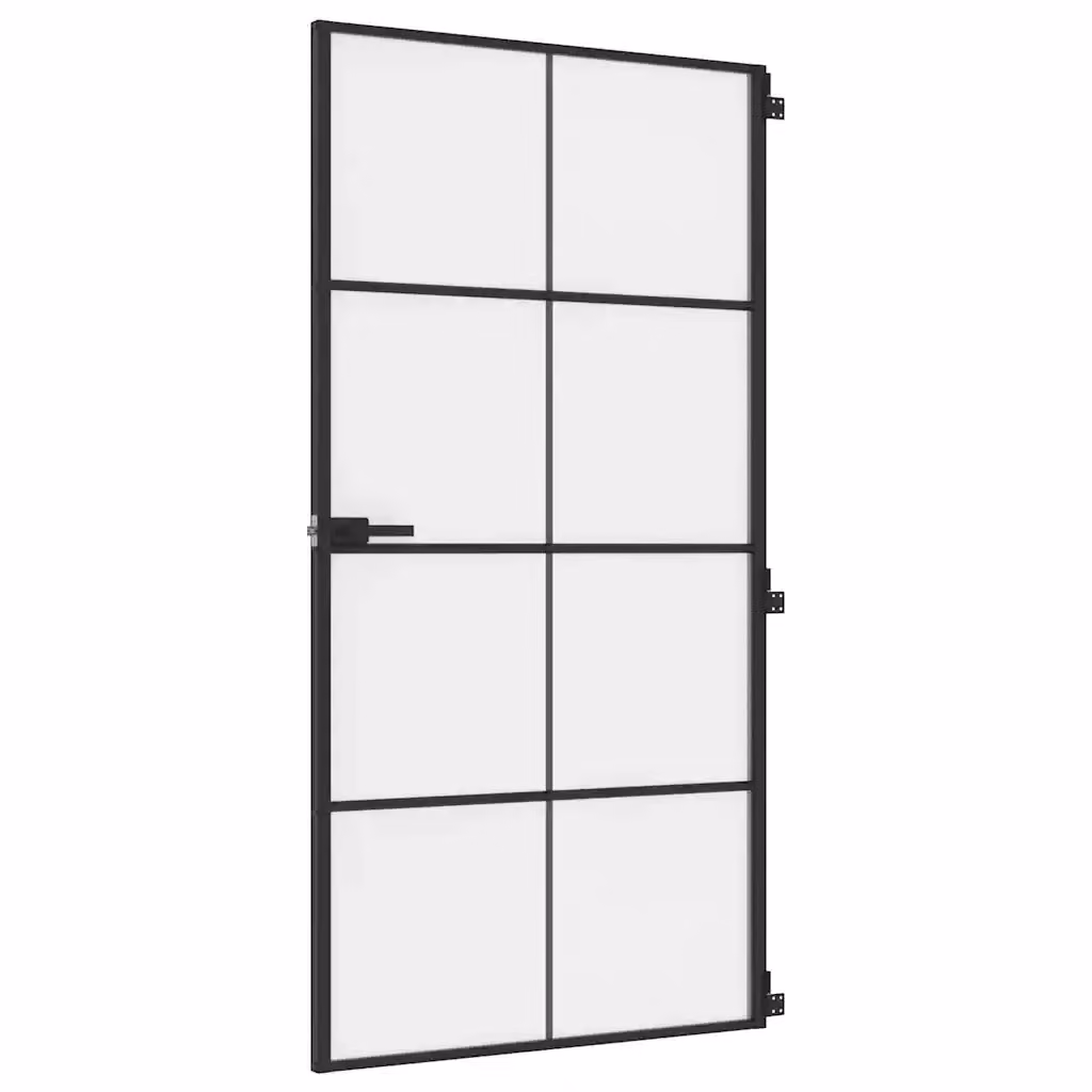 Porta interna moderna vidaXL in alluminio e vetro temperato nera, reversibile, L: 102,5 cm, H: 201,5 cm – 2