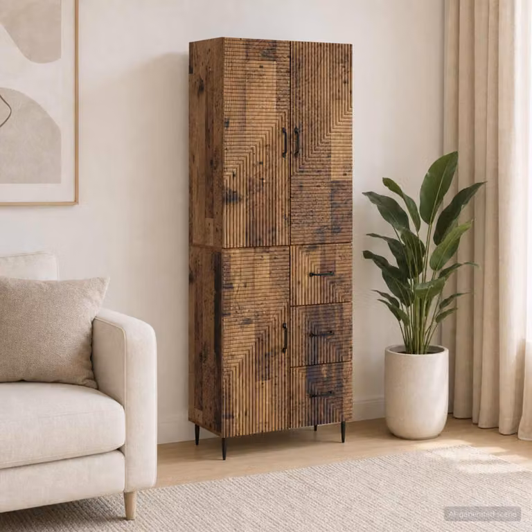 Set di 2 armadi da giardino vidaXL in legno marrone con ante a battente e cassetti, design moderno, L/P/H: 89,5 x 34,5 x 66,0 cm